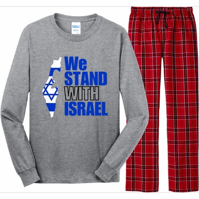 We Stand With Israel Flag Outline Long Sleeve Pajama Set