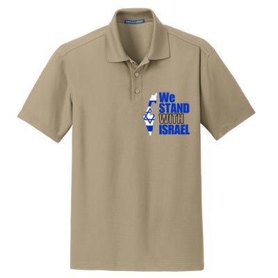 We Stand With Israel Flag Outline Dry Zone Grid Polo