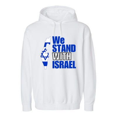 We Stand With Israel Flag Outline Garment-Dyed Fleece Hoodie