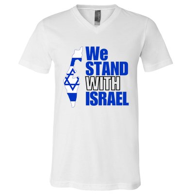 We Stand With Israel Flag Outline V-Neck T-Shirt