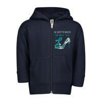 Womens September We Wear Teal Ribbon Shoe Ovarian Cancer Awareness Toddler Zip Fleece Hoodie