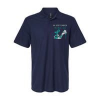 Womens September We Wear Teal Ribbon Shoe Ovarian Cancer Awareness Softstyle Adult Sport Polo