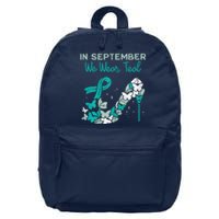 Womens September We Wear Teal Ribbon Shoe Ovarian Cancer Awareness 16 in Basic Backpack