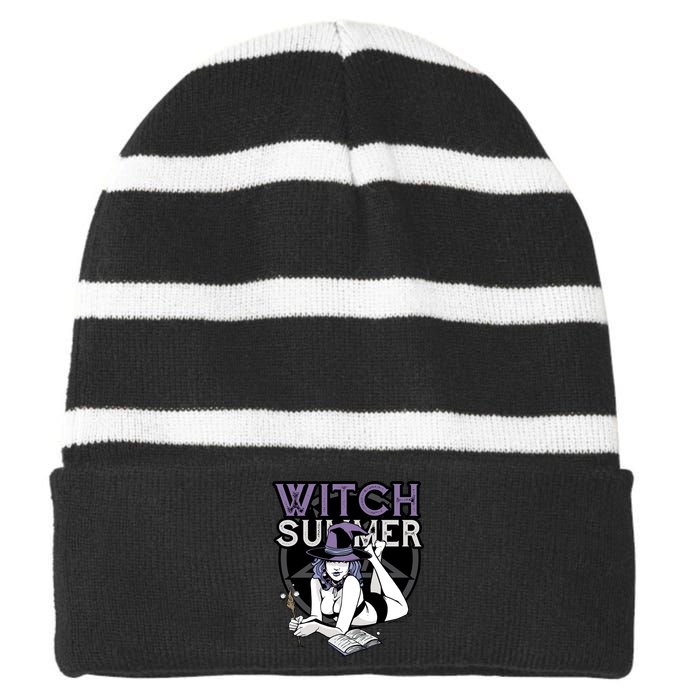 Witch Summer Striped Beanie with Solid Band