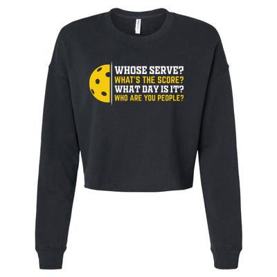 Whose Serve What's The Score Pickleball Paddle Cropped Pullover Crew