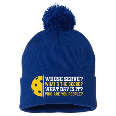 Whose Serve What's The Score Pickleball Paddle Pom Pom 12in Knit Beanie