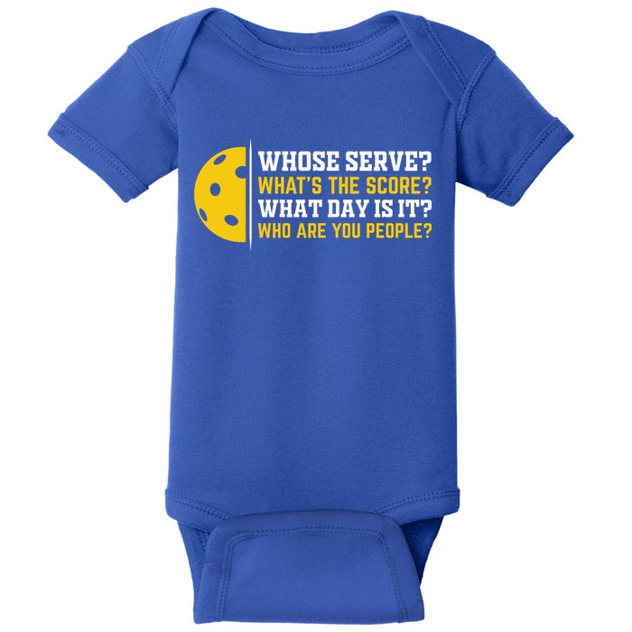 Whose Serve What's The Score Pickleball Paddle Baby Bodysuit