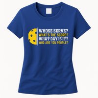 Whose Serve What's The Score Pickleball Paddle Womens T-Shirt