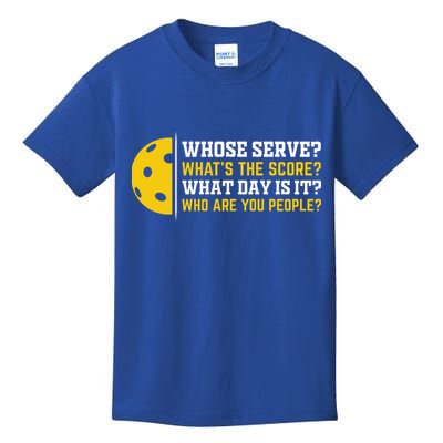 Whose Serve What's The Score Pickleball Paddle Kids T-Shirt