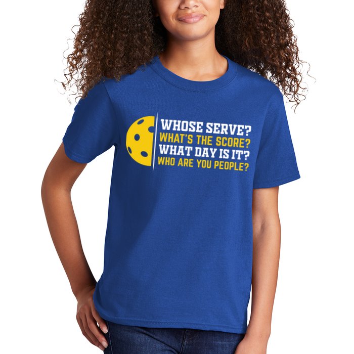 Whose Serve What's The Score Pickleball Paddle Kids T-Shirt