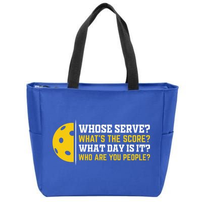 Whose Serve What's The Score Pickleball Paddle Zip Tote Bag