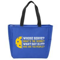 Whose Serve What's The Score Pickleball Paddle Zip Tote Bag
