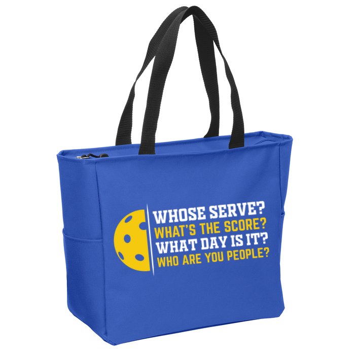 Whose Serve What's The Score Pickleball Paddle Zip Tote Bag