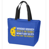 Whose Serve What's The Score Pickleball Paddle Zip Tote Bag