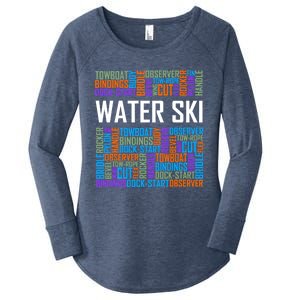 Water Ski Words Lover Gift Waterski Love Funny Gift Skiing Cool Gift Women's Perfect Tri Tunic Long Sleeve Shirt