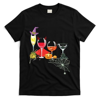 Women Spellbind Wine Glass Of Witchcraft Halloween Vneck T-Shirt