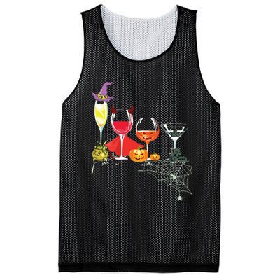 Women Spellbind Wine Glass Of Witchcraft Halloween Vneck Mesh Reversible Basketball Jersey Tank