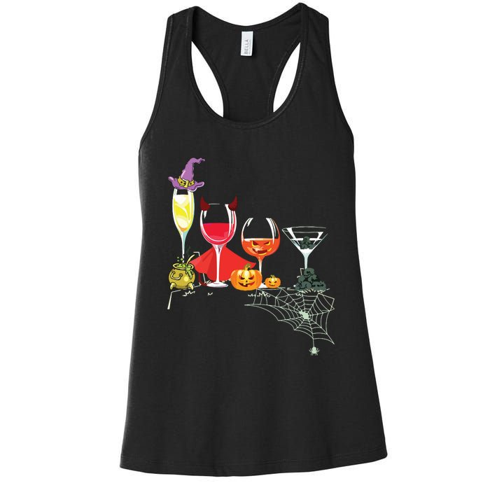 Women Spellbind Wine Glass Of Witchcraft Halloween Vneck Women's Racerback Tank