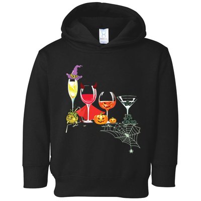 Women Spellbind Wine Glass Of Witchcraft Halloween Vneck Toddler Hoodie