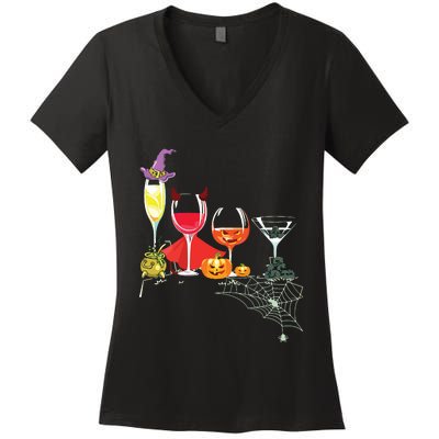 Women Spellbind Wine Glass Of Witchcraft Halloween Vneck Women's V-Neck T-Shirt