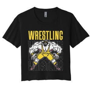 Wrestling Sport Wrestler Wrestle Wrestlers Wrestling Women's Crop Top Tee