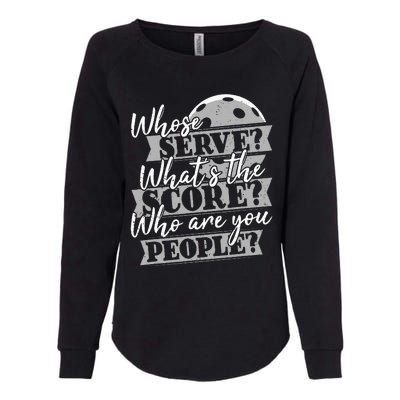 Whose Serve WhatS The Score Funny Pickleball Paddleball Womens California Wash Sweatshirt