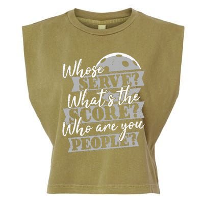 Whose Serve WhatS The Score Funny Pickleball Paddleball Garment-Dyed Women's Muscle Tee