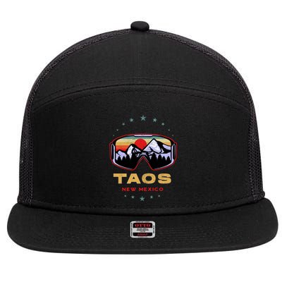 Winter Sport With Ski Or Snowboard Or Taos New Mexico Gift 7 Panel Mesh Trucker Snapback Hat