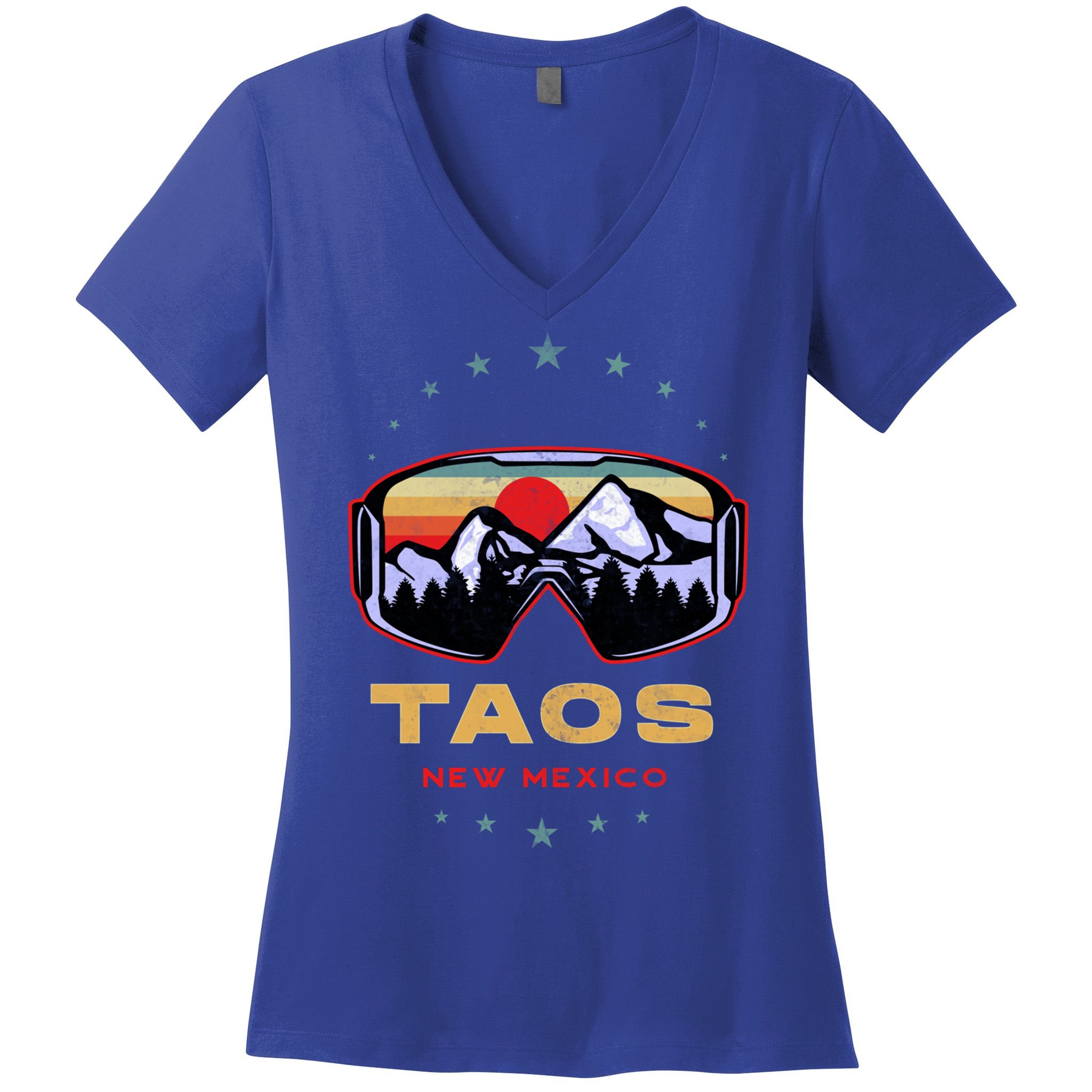 Winter Sport With Ski Or Snowboard Or Taos New Mexico Gift Women's V-Neck T-Shirt