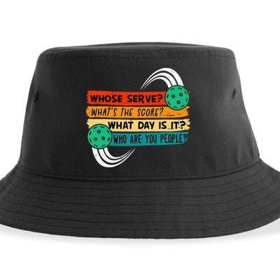 Whose Serve Who Are You People Pickleball Player Sustainable Bucket Hat
