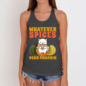 Whatever Spices Your Pumpkin Autumn Halloween Thanksgiving Women's Knotted Racerback Tank