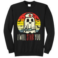 Will Stab You Ghost Nurse Retro Halloween Nursing RN Sweatshirt