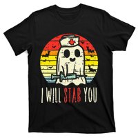 Will Stab You Ghost Nurse Retro Halloween Nursing RN T-Shirt