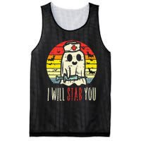 Will Stab You Ghost Nurse Retro Halloween Nursing RN Mesh Reversible Basketball Jersey Tank