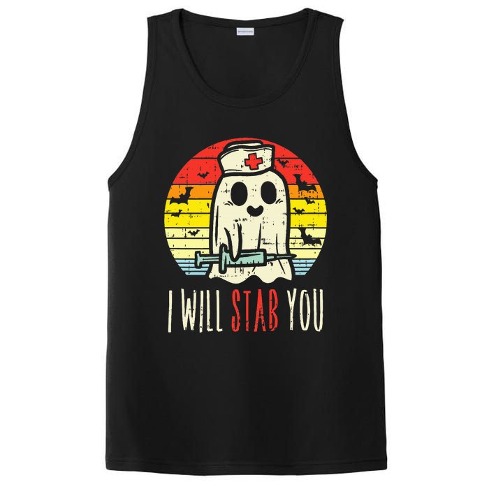 Will Stab You Ghost Nurse Retro Halloween Nursing RN PosiCharge Competitor Tank