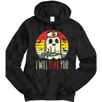 Will Stab You Ghost Nurse Retro Halloween Nursing RN Tie Dye Hoodie