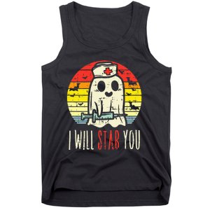 Will Stab You Ghost Nurse Retro Halloween Nursing RN Tank Top