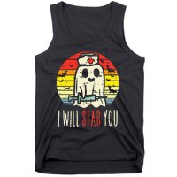 Will Stab You Ghost Nurse Retro Halloween Nursing RN Tank Top