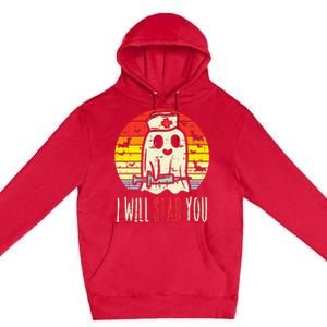 Will Stab You Ghost Nurse Retro Halloween Nursing RN Premium Pullover Hoodie