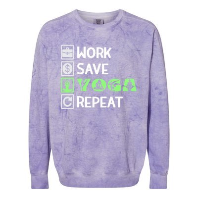 Work Save Yoga Repeat Meditation Namaste Yogi Sport Fitness Gift Colorblast Crewneck Sweatshirt