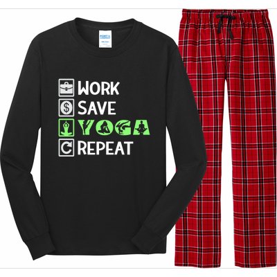 Work Save Yoga Repeat Meditation Namaste Yogi Sport Fitness Gift Long Sleeve Pajama Set