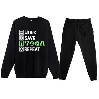 Work Save Yoga Repeat Meditation Namaste Yogi Sport Fitness Gift Premium Crewneck Sweatsuit Set