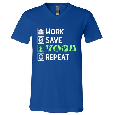 Work Save Yoga Repeat Meditation Namaste Yogi Sport Fitness Gift V-Neck T-Shirt