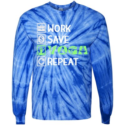 Work Save Yoga Repeat Meditation Namaste Yogi Sport Fitness Gift Tie-Dye Long Sleeve Shirt