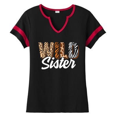 Wild Sister Zoo Born Two Be Wild Bgiftday Safari Jungle Animal Gift Ladies Halftime Notch Neck Tee