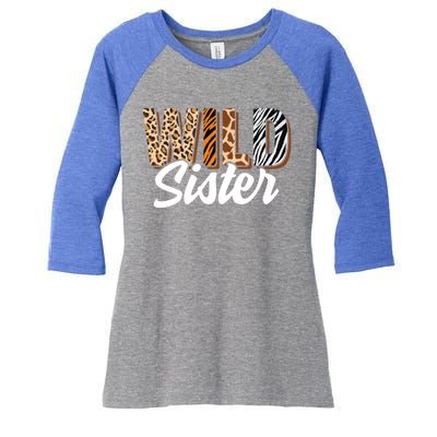 Wild Sister Zoo Born Two Be Wild Bgiftday Safari Jungle Animal Gift Women's Tri-Blend 3/4-Sleeve Raglan Shirt