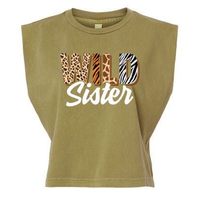 Wild Sister Zoo Born Two Be Wild Bgiftday Safari Jungle Animal Gift Garment-Dyed Women's Muscle Tee