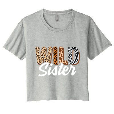 Wild Sister Zoo Born Two Be Wild Bgiftday Safari Jungle Animal Gift Women's Crop Top Tee