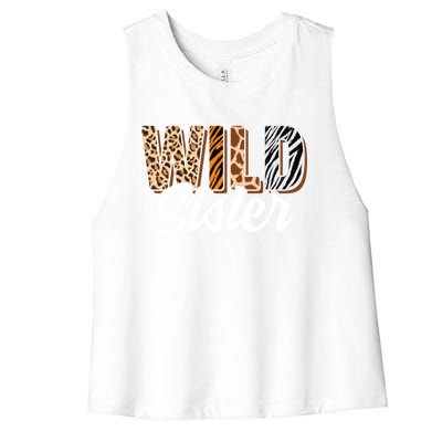 Wild Sister Zoo Born Two Be Wild Bgiftday Safari Jungle Animal Gift Women's Racerback Cropped Tank