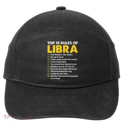 Wo Top 10 Rules Libra Horoscope Birthday Gift 7-Panel Snapback Hat